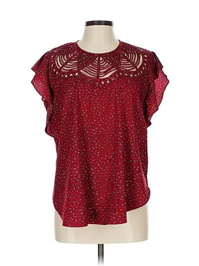 Pre-owned Ranna Gill Short Sleeve Blouse In Burgundy