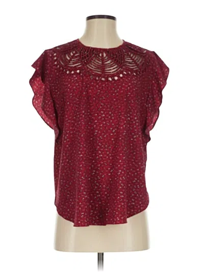Pre-owned Ranna Gill Short Sleeve Blouse In Burgundy