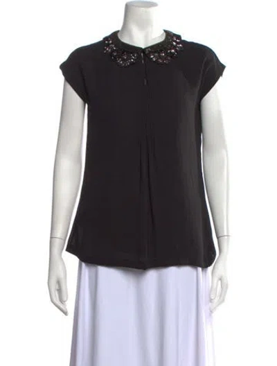 Pre-owned Ranna Gill Short Sleeve Top In Black