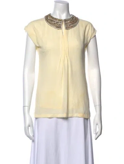 Pre-owned Ranna Gill Short Sleeve Top In Yellow
