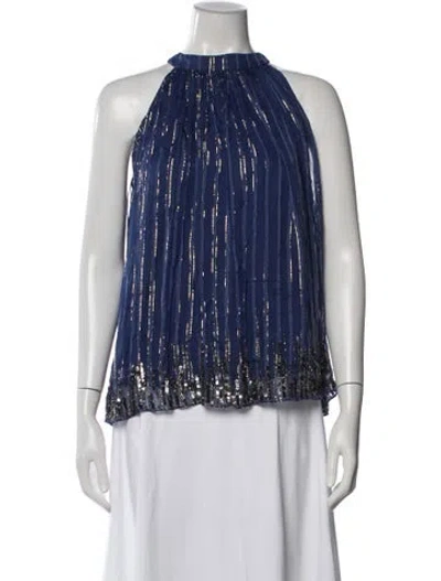 Pre-owned Ranna Gill Striped Halterneck Top In Blue