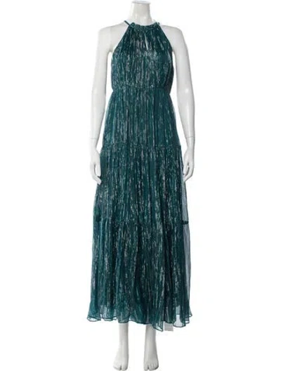 Pre-owned Ranna Gill Striped Long Dress In Blue