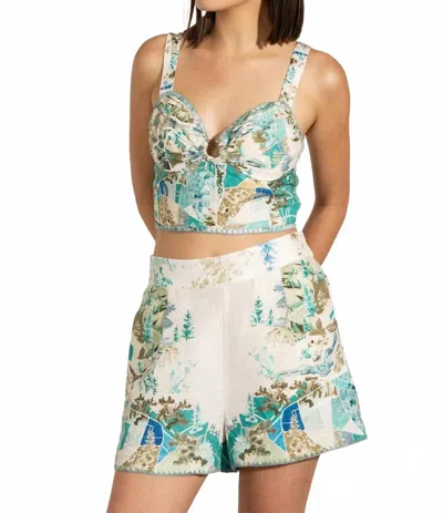 Ranna Gill Tessa Shorts In Teal Globe In Multi