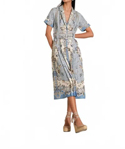 Ranna Gill Vega Midi Shirt Dress In Sky Blue In Gray
