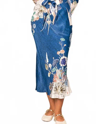 Ranna Gill Vienna Slip Skirt In Navy Blooms In Multi