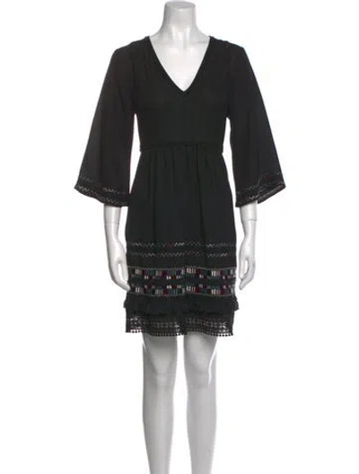 Pre-owned Ranna Gill V-neck Mini Dress In Black