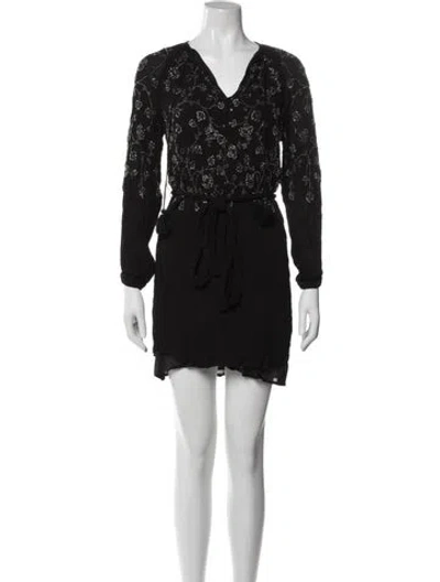 Pre-owned Ranna Gill V-neck Mini Dress In Black