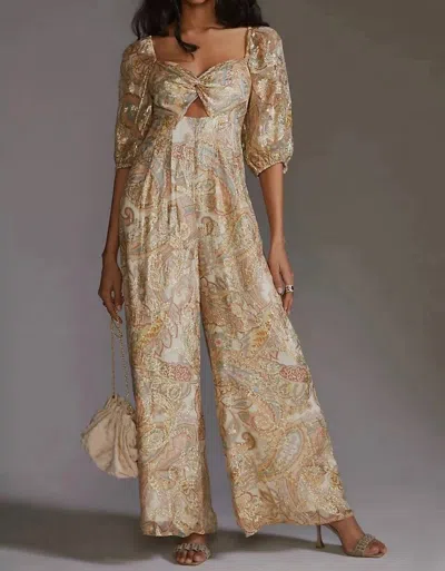 Ranna Gill Women's Jumpsuit Cut Out Paisley In Tan, Gold In Neutral