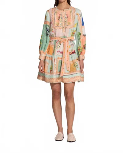 Ranna Gill Zaria Pleated Yoke Mini Dress In Multi Color