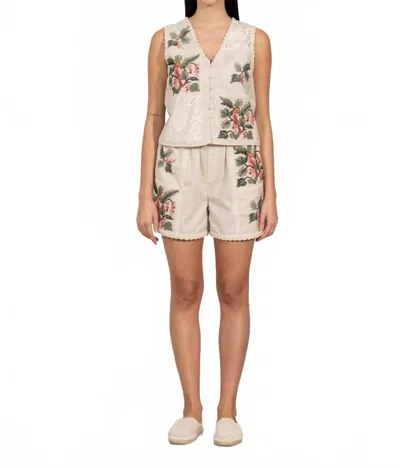 Ranna Gill Zelda Crop Top In Beige In White