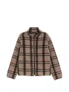 Ranra Check-pattern Fleece Jacket In Brown