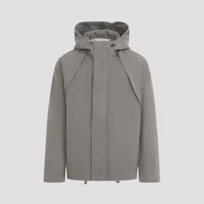 Ranra Wool Jacket With Design And Functional Hood In Grey