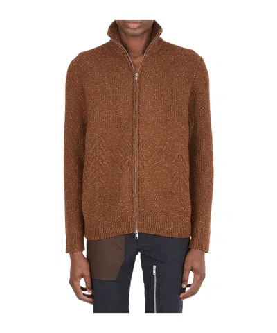 Ranra Full-zip Wool Blend Knit Cardigan In Brown