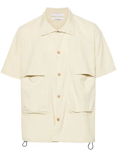 Ranra Glamur Spread-collar Shirt In Beige
