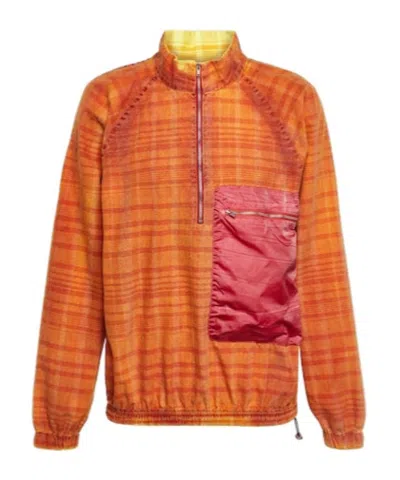 Ranra Graenmo Linen-blend Half-zip Sweater In Orange