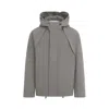Ranra Wool Jacket With Design And Functional Hood In Grey