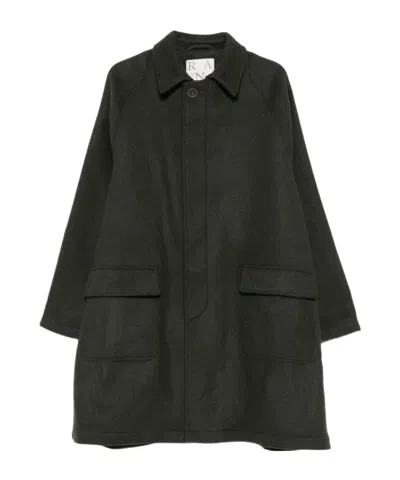 Ranra Raglan-sleeve Flap-pocket Coat In Gray