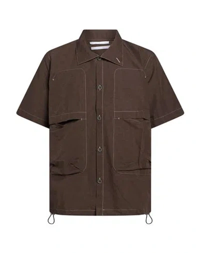 Ranra Man Shirt Brown Size L Cotton, Linen, Viscose
