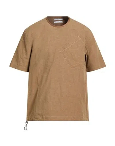 Ranra Man T-shirt Khaki Size L Cotton, Linen, Viscose In Brown