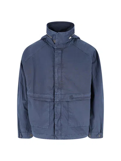 Ranra Navy Embroidered Hooded Jacket In Blue