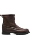 Ranra Pull-tab Leather Boots In Brown
