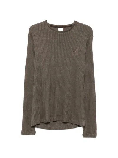 Ranra Ribbed Embroidered-logo Sweater In Brown