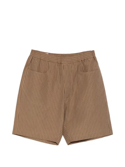Ranra Striped Pocket Shorts In Brown