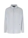 Ranra Stripe-pattern Logo-embroidered Shirt In Blue