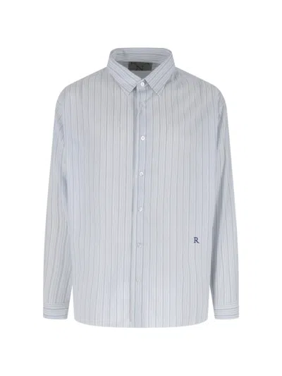 Ranra Stripe-pattern Logo-embroidered Shirt In White