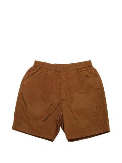 Ranra Stroller Shiny Track Shorts In Brown