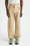 Ranra Slub-texture Straight Trousers In Beige