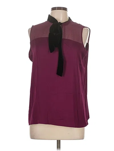 Pre-owned Raoul Sleeveless Silk Top Burgundy Tie Neck Tops