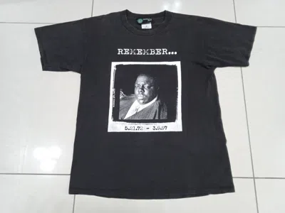 Pre-owned Rap Tees X Vintage 90's The Notorious B.i.g Biggie Memorial T Shirt In Faded Black