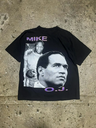 Pre-owned Rap Tees X Vintage Crazy Vintage 90's Mike Tyson Oj Simpson Bootleg Rap Tee In Black