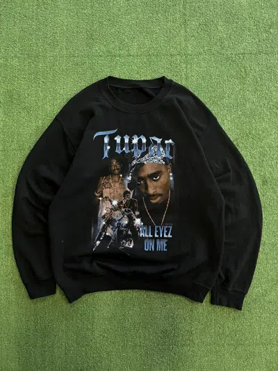 Pre-owned Rap Tees X Vintage Y2k Tupac Shakur All Eyez On Me 2pac Rap Sweatshirt In Black