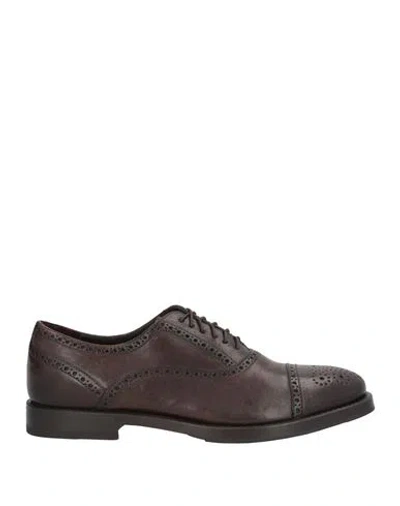 Raparo Man Lace-up Shoes Dark Brown Size 9 Leather