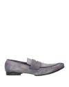 Raparo Man Loafers Grey Size 9 Leather In Gray