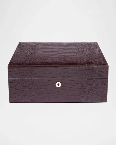 Rapport Brompton Large Croc-embossed Leather Humidor In Brown