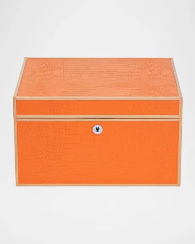 Rapport Clarendon Croc-embossed Leather Sixteen Watch Box In Orange