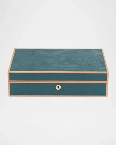Rapport Clarendon Croc-embossed Leather Ten Watch Box In Blue