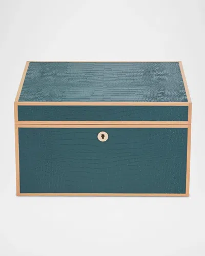 Rapport Clarendon Croc-embossed Leather Watch Case In Blue