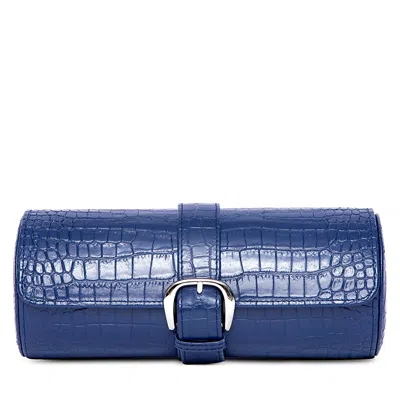 Rapport London Leather Watch Roll Case In Blue