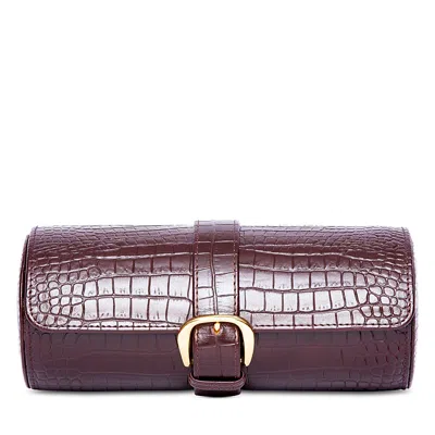 Rapport London Brompton Three Watch Roll In Brown
