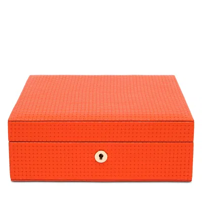 Rapport London Charlotte Leather Jewelry Box In Orange