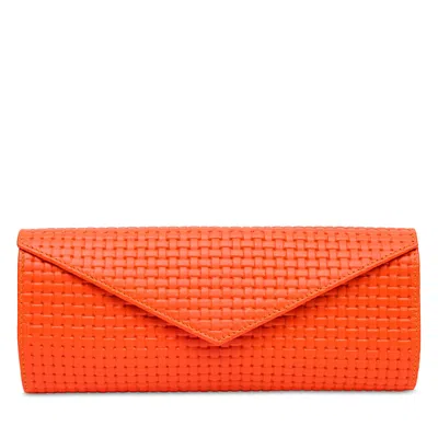 Rapport London Charlotte Leather Jewelry Roll In Orange
