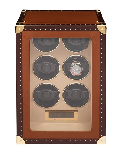 Rapport London Handcrafted Romer 6-watch Winder In Brown