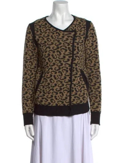Pre-owned Rapsodia Animal Print V-neck Sweater In Multi