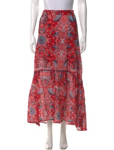Pre-owned Rapsodia Floral Print Midi Length Skirt In Red