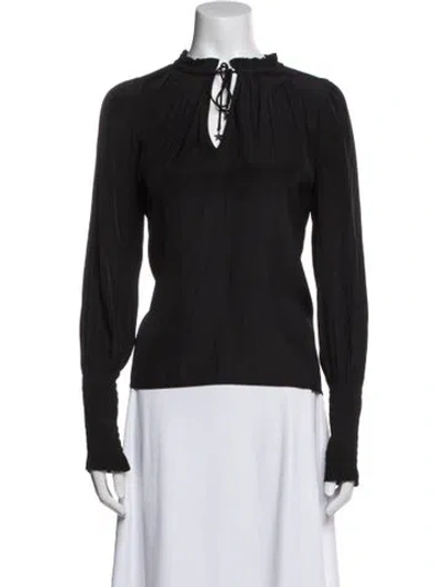 Pre-owned Rapsodia Mock Neck Long Sleeve Blouse In Black