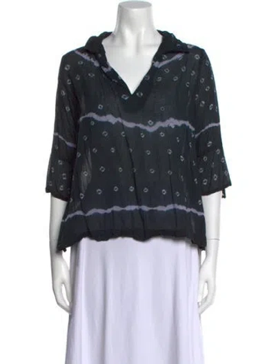 Pre-owned Rapsodia Printed Cowl Neck Blouse In Blue